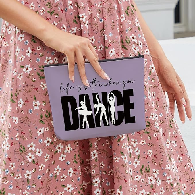 Fkovcdy Dance Bag - Ballet Makeup Bag, Cute Small Cosmetic Bag for Dancers - Dance Lover Gifts for Recital, Birthday, Christmas, Graduation, Travel - Blue