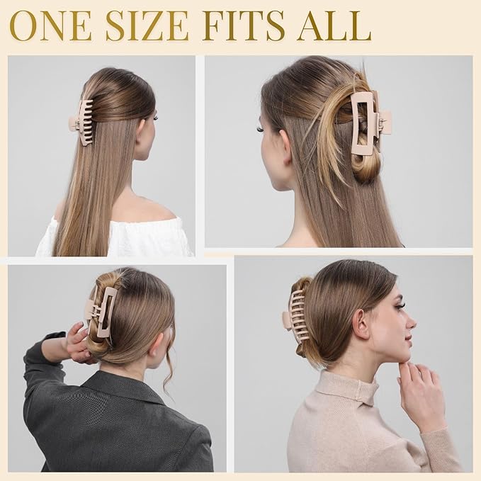 Blond Hair Clips for Women - 8 Pack 4.3 Inch Large Matte Banana Claw Clips for Women Thin Thick Curly Hair, Big Strong Hold jaw