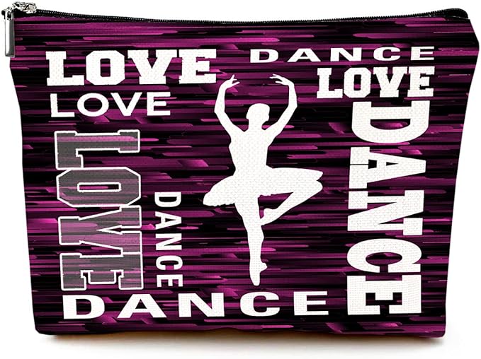 Cute Makeup Bag for Purse Canvas Waterproof Funny Cosmetic Bags for Women Zipper Travel Toiletry Pouch-Dance Makeup Bags
