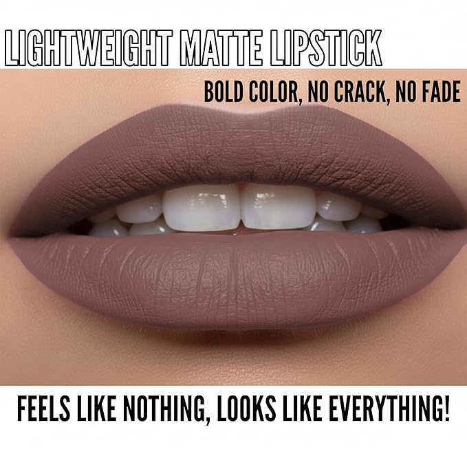Mynena Old Mauve Long Lasting Lipstick for Women Waterproof & Transfer-Proof | Hydrating with Shea Butter | Bold Pigment Matte Color Lip Stain | Talc-Free & Vegan Product that Performs | Evelyn