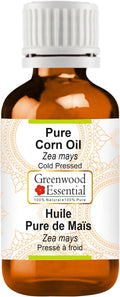 Greenwood Essential Corn Oil (Zea mays) | Cold Pressed | Natural | Undiluted | For Diluting Essential Oils | For Skin & Massage | Men & Women | 30ml (1 oz)