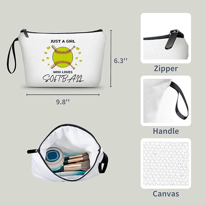 Softball Accessories for Girls,Graduation Gifts for Her,Softball Party Favors,Softball Cosmetic Bag,Softball Gift Bags,Birthday Gifts for Women Her Bff Bestie Best Friend Sister,Christmas