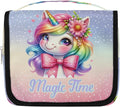 Travel Toiletry Bag for Women & Men Unicorn Flower Animal Colorful Hanging Cosmetic Organizer Portable Waterproof Makeup Case Make Up Bag with Compartments Travel Essentials for Bathroom Shower