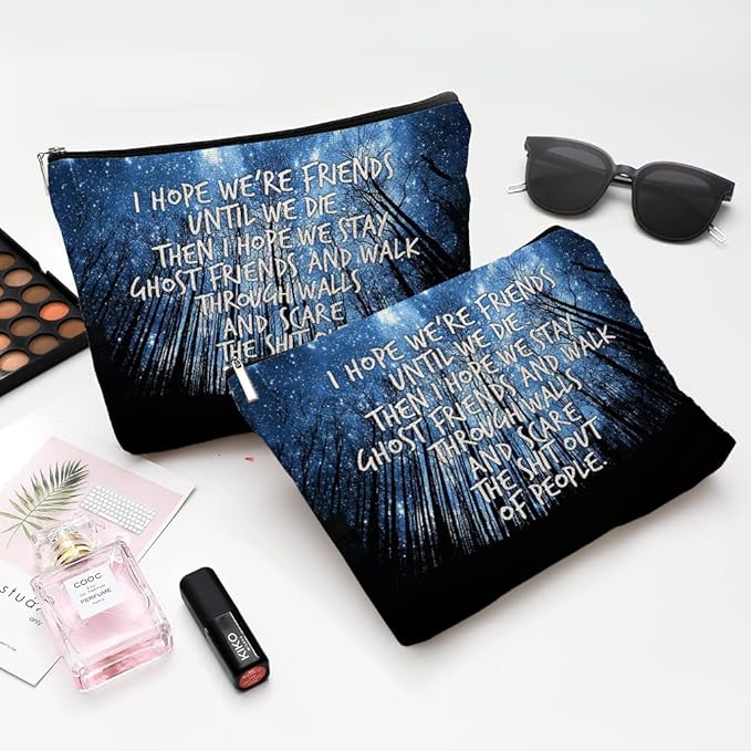 Cute Makeup Bag for Purse Canvas Waterproof Funny Cosmetic Bags for Women Zipper Travel Toiletry Pouch-Friend Gifts Makeup Bags