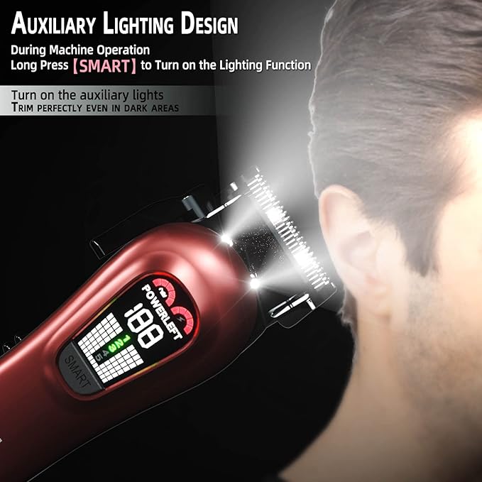 Hair Clippers for Men Professional Clippers for Men Cordless&Corded Barber Clippers for Hair Cutting & Grooming. Rechargeable Hair Trimmer Kit for Household (Red)