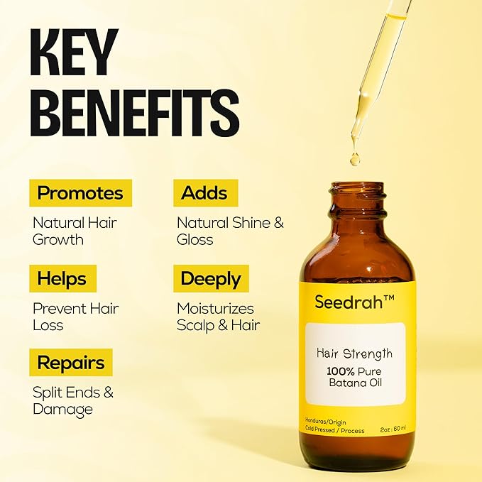 Batana Oil for Hair Growth, 100% Pure & natural Batana Oil from Honduras, helps Prevent Hair Loss, Eliminate Split Ends for Men & Women|For All Hair Types - 2 fl oz