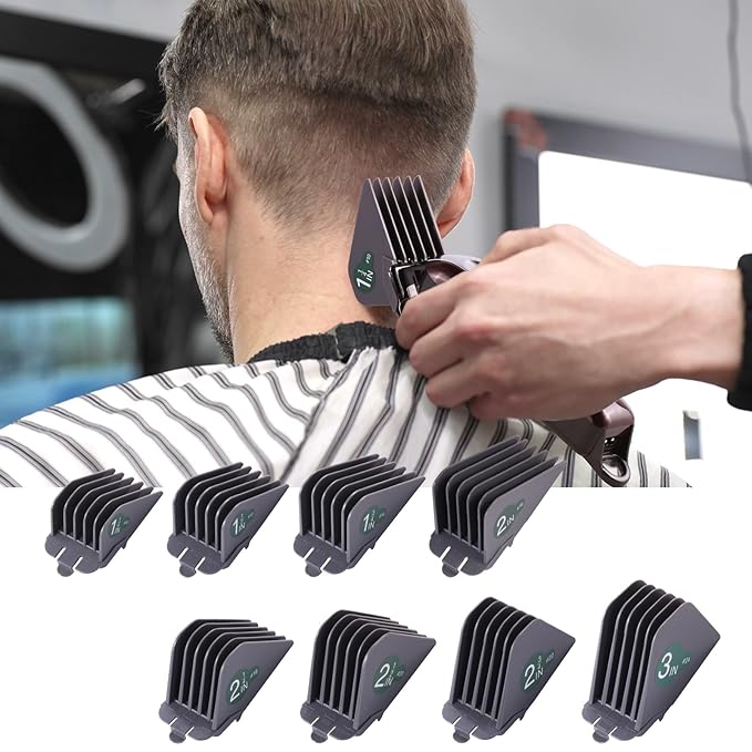 Extra Long Clipper Guards for most Wahl Clippers, 3 Inch Hair Clipper Combs Guides, Fit Wahl Clipper Guides Attachments - 1.25" to 3", 8 Piece Set, Gray Color