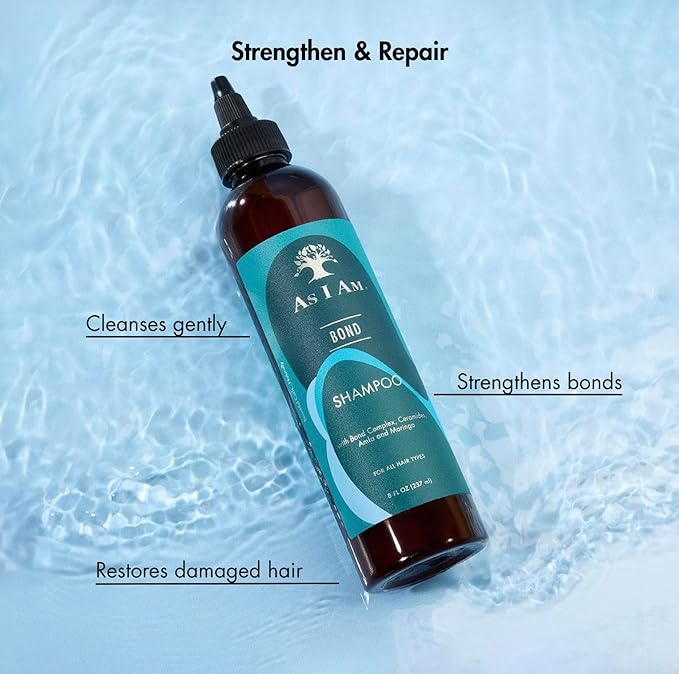 As I Am Bond Repair Shampoo - 8 oz - with Moringa, Amla, & Ceramides - Hair Repair Treatment For Damaged Hair