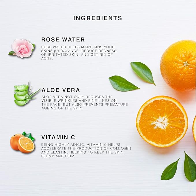 BEAUTE DE PROVENCE Vitamin-C Face Mist & Setting Spray for All Skin Types - Hyaluronic Acid, Aloe Vera & Rose Water - Skin Brightening, Anti-Aging, Moisturizing, Pore Minimizing - 4 Fl Oz