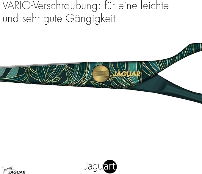 Jaguar Exotic Island Jungle Green Hairdressing Scissors, Right Handed Offset Handle, 5.5 Inch