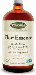 Flora Flor Essence Liquid Tea Blend 32oz LARGE - Gentle Detox Cleanse with Burdock Root, Slippery Elm, Kelp, Thistle - Premium Organic Ingredients