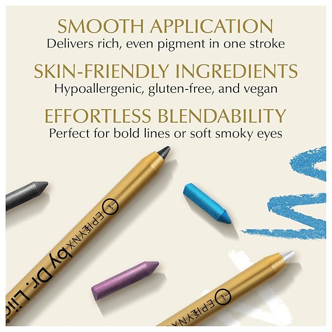 EPILYNX Eyeliner Pencil - Long Lasting Smudge Proof & Waterproof Eyeliner Pencil - Eye Liner Pencils - Hypoallergenic, Vegan, Gluten-Free Eye Pencil - Moonlight Black Shimmer, 1.2ml