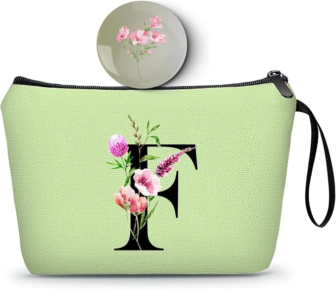 Birthday Thank You Appreciation Monogrammed Gifts for Mom Aunt Teacher Sister Friend Coworkers Bride Bridesmaid Makeup Cosmetic Bag with Mirror Mothers Day Christmas Graduation F