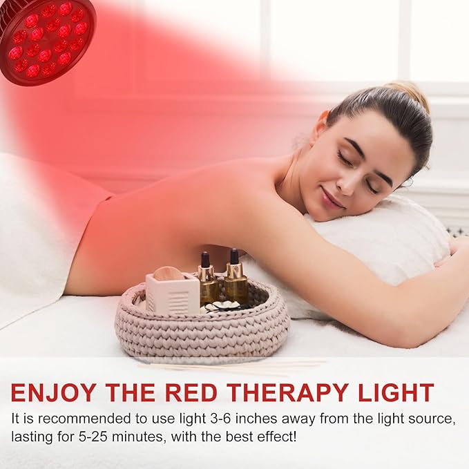 Red Light Therapy Bulb, 18 LEDs Red Light Therapy Lamp for Body and Face with 660nm Red and 850nm Infrared Light Therapy Device for Skin Care Pain Relief Suitable E26 Socket-Only Bulb