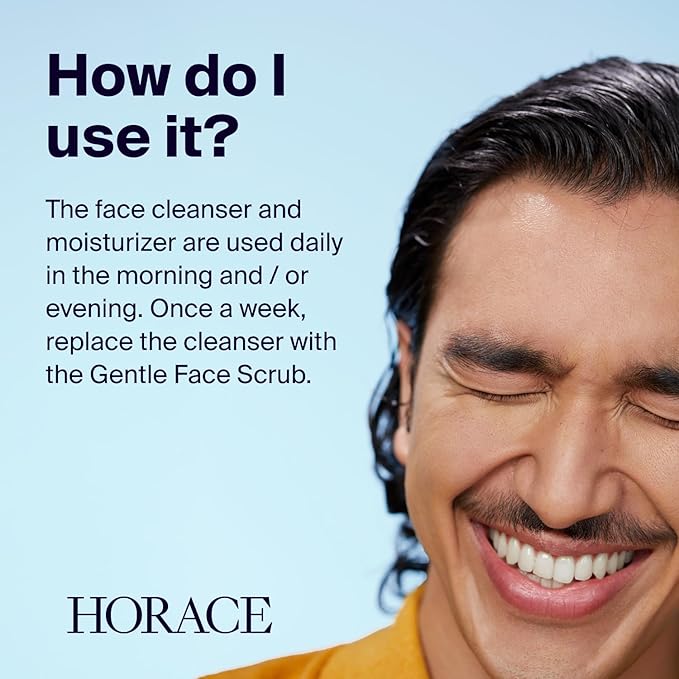 HORACE Gift Set with Purifying Face Cleanser, Gentle Face Scrub, and Mattifying Face Moisturizer - Skincare Set for Cleansing and Hydrating
