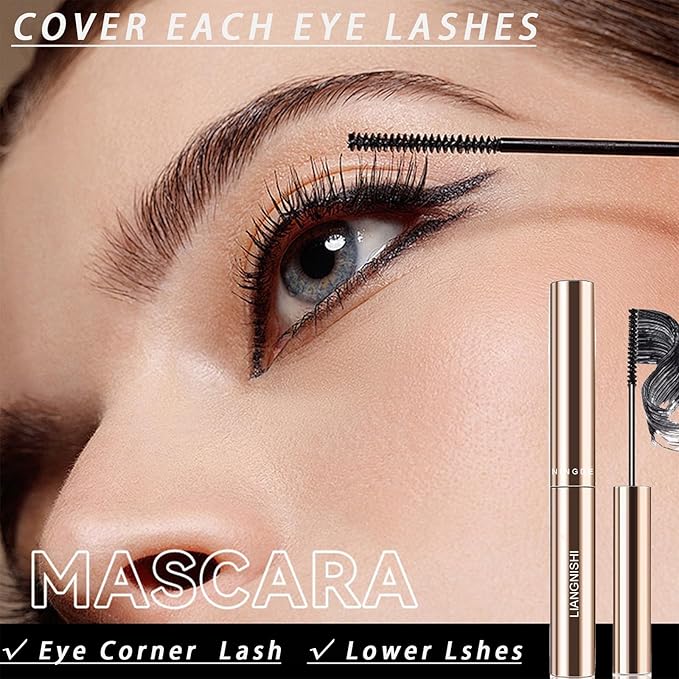 Black Mascara for Fine Short Lash & Older Women & Mulit-layered Lashes, Ultimate Length Volumizing Lower Bottom Lashes Mascara, Ultra-Precise Slim Adjustable Brush to Any Angle, Smudge-proof