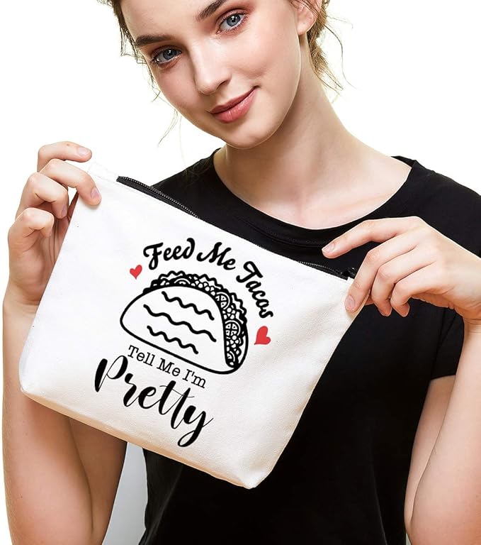 Funny Makeup Bag Gift for Women Best Friends Sister Taco Lover | Cute Taco Makeup Zipper Pouch Bag Cosmetic Travel Accessories Bag Toiletry Case Gifts for Birthday Christmas
