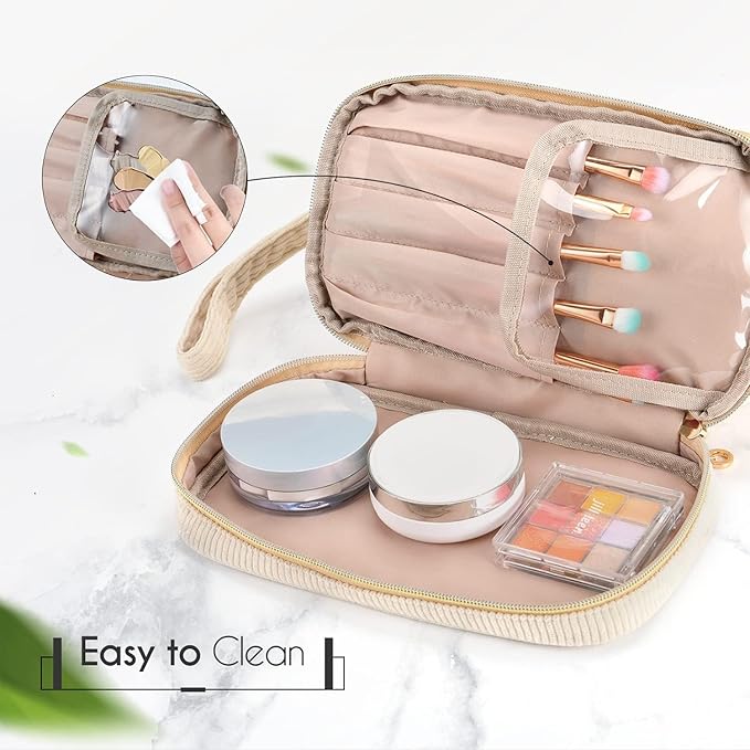 Makeup Bag for Girls Gift, Personalized Christmas Gifts Initial Women Makeup Bag for Travel, Double Layer Cosmetic Bag with Brush Organizer Preppy Make up Bag for Teen Girl Trendy - Q