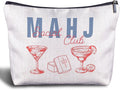 Trendy Mahjong Cocktail Makeup Bag, Mahjong Lover Player Gifts Cosmetic Bags for Women, Gifts for Cocktail Lovers Makeup Zipper Pouch