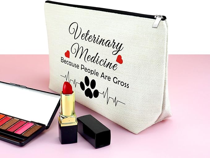 Mxrymvu Thank You Gift for Veterinarian Vet Tech Gift Cosmetic Bag for Doctor Veterinary Technician Friend Sarcastic Gag Makeup Bag for Veterinary Medicine Graduation