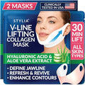 Stylia V Line Lifting Collagen Mask - Lift, Firm & Contour Jawline - Tightening Double Chin Strap with Hyaluronic Acid & Aloe - Neck Lift & Face Tightening Mask - Jawline Shaper Face Lift Tape (2PC)