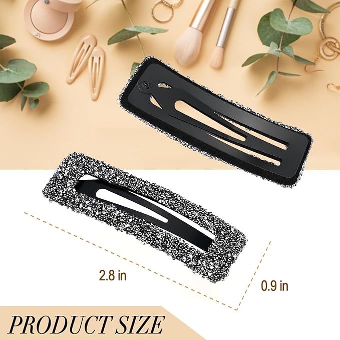 Rhinestone and Crystal Hair Clips 2-Pack, Sparkly Barrettes & Elegant Bling Accessories for Women & Girls(Set10)