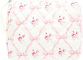 PAZIMIIK Quilted Makeup Bag Large Travel Zipper Soft Cosmetic Pouch for Women Girls Make Up,Bow Rose