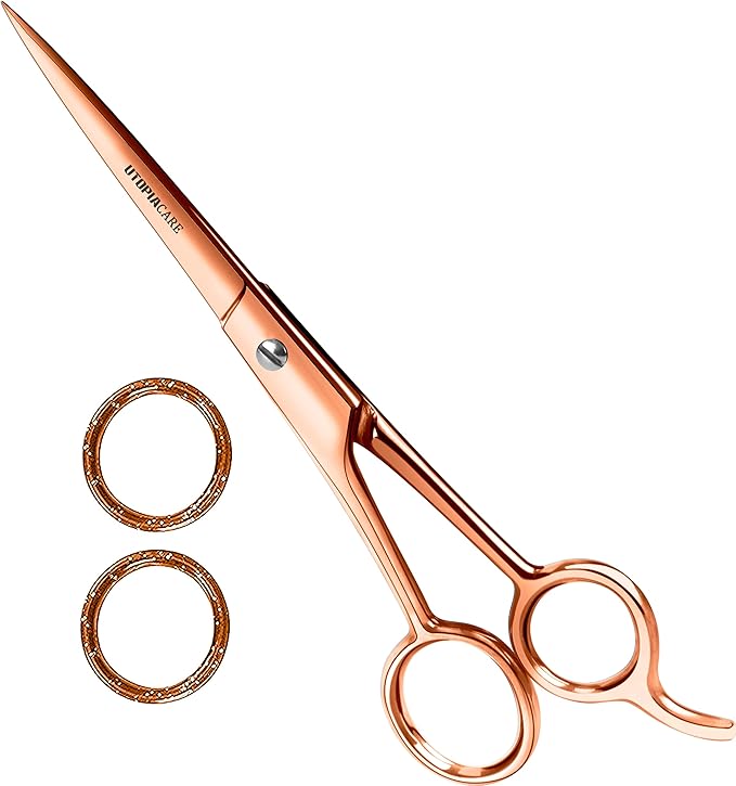 Utopia Care Hair Cutting and Hairdressing Scissors 6.5 Inch, Premium Stainless Steel Shears with Smooth Razor and Sharp Edge Blades for Salons, Men, Women and Kids, Rose Gold