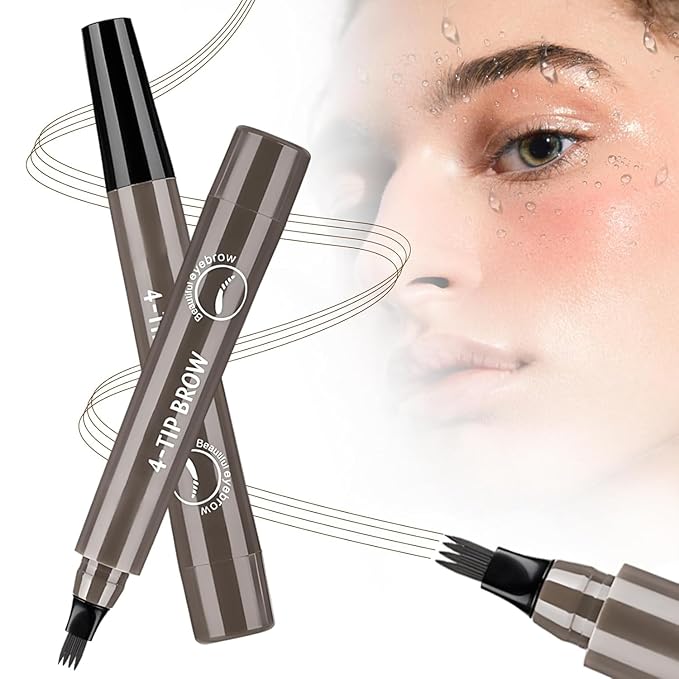 Microblading Eyebrow Pencils for Women,2026 Upgraded 3D Waterproof Eyebrow Pen,Long Lasting 4-Tip Brow Pencil, Eye Brow Pen for Natural Brows (Gray)