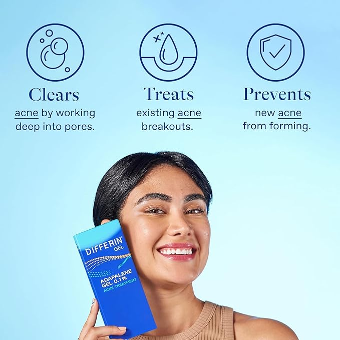 Differin Acne Treatment Gel, 60 Day Supply, Retinoid Treatment for Face with 0.1% Adapalene, Gentle Skin Care for Acne Prone Sensitive Skin, 15g Tube (Pack of 2) (Packaging May Vary)