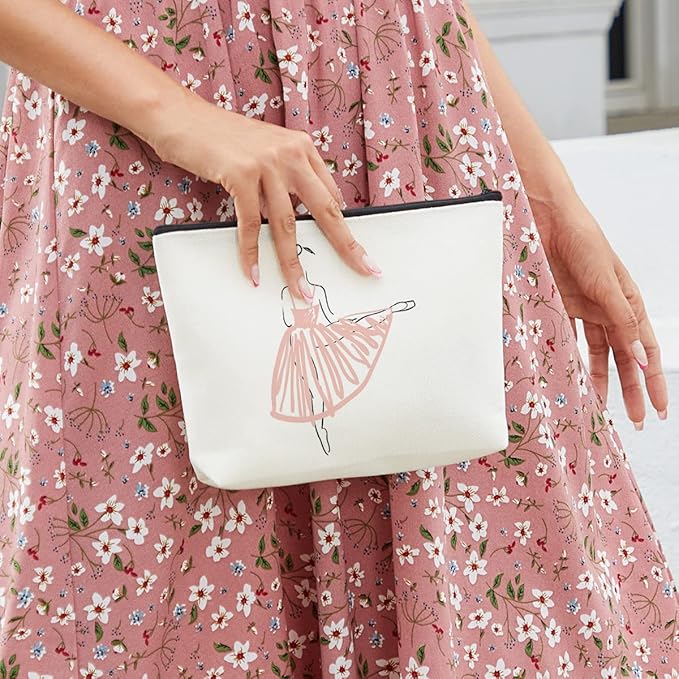 fkovcdy Ballet Dance Bag - Ballerina & Dancer Gifts for Teens & Girls - Toiletry Bag Zipper Pouch for Women & Friends - Birthday Gift