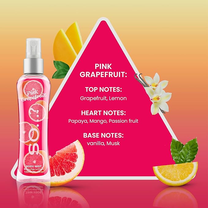 So…? Pink Grapefruit Body Mist Citrus, Fruity Body Spray for Women - Perfume for Women - Perfect Gifts - 3.5 oz