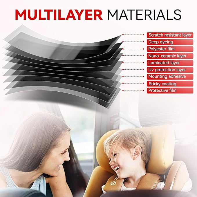 20% Window Tint Car with 20 Percent VLT 24 in x 20 Ft Privacy Ceramic Window Tint for Car Blocks UV IR Rays, Heat & Glare - Scratch Resistance-Black