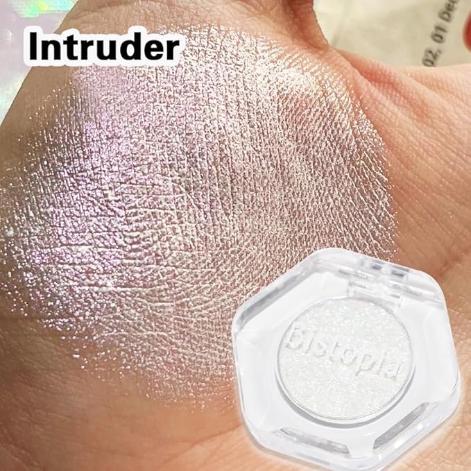 Chameleon Eyeshadow Collection, 14 Shades, Glitter Pressed Powder, Iridescent Shimmer Colors. (Intruder)