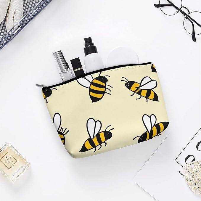 Personality Fashion Zipper Cosmetic Case, Portable Makeup Case, Toiletry Bag, Cute Bee Pattern Travel Cosmetic Toiletry Bag