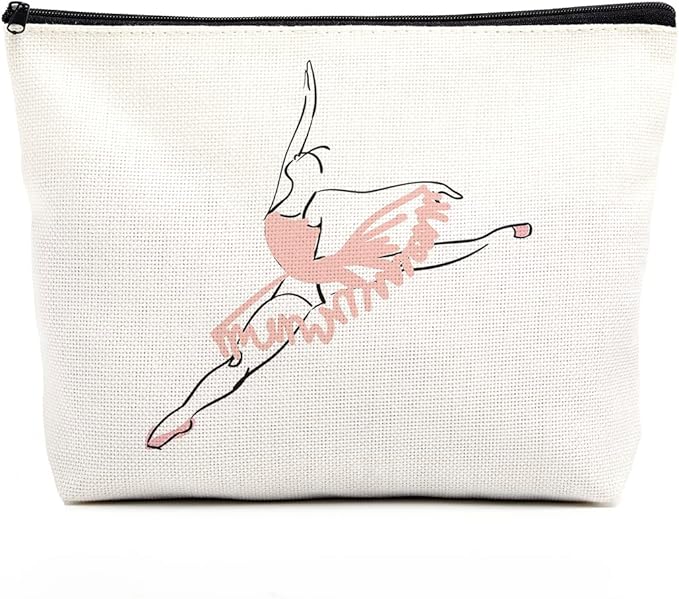 fkovcdy Ballet Makeup Bag Ballerina Ballet Dance Bag Dancer Gifts for Teens Girls Ballet Lovers Dance Teacher Student Ballet Recital Gift Toiletry Bag Zipper Pouch for Women Friends Birthday