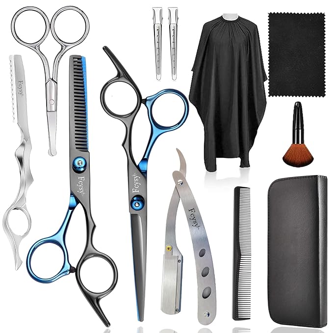 Fcysy Professional Barber Scissors Kit - Thinning Shears for Hair Cutting, Blending & Trimming, Wig Styling Scissors, Barber Accessories