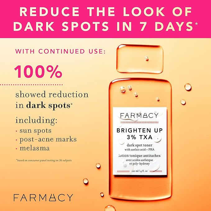 Farmacy 3% TXA Toner for Face - Brightening Face Toner for Oily Skin - Liquid Exfoliant with Azelaic Acid + 5% PHA to Target Visible Dullness + Help Reduce Uneven Skin Tone (120ml)