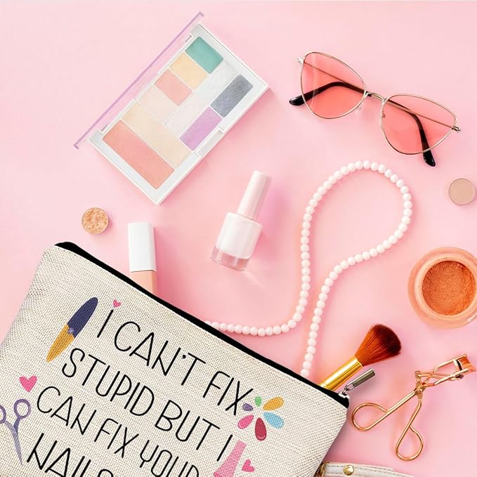 Nail Tech Gifts for Women Makeup Bag, Nail Tech Supplies, Gifts for Nail Technicians, Nail Lovers, Nail Tech Cosmetic Bag Toiletry Bag, Nail Artist Gifts, Manicurist Beautician Gifts