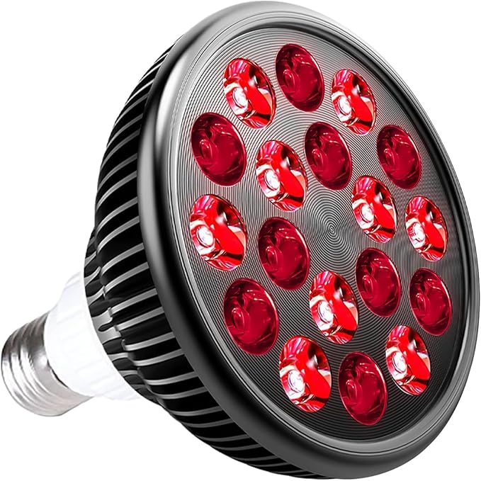 Red Light Therapy Bulb, 18 LEDs Red Light Therapy Lamp for Body and Face with 660nm Red and 850nm Infrared Light Therapy Device for Skin Care Pain Relief Suitable E26 Socket-Only Bulb