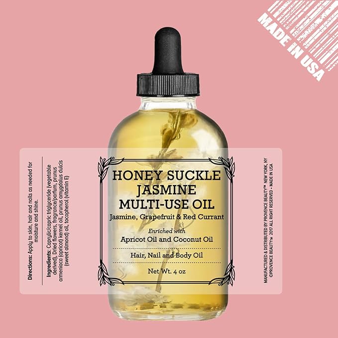 BEAUTE DE PROVENCE Multi-Use Face, Body & Hair Oil - Hydrates Skin, Restores Shine - With Apricot, Coconut Oil & Vitamin E - 4 Fl Oz