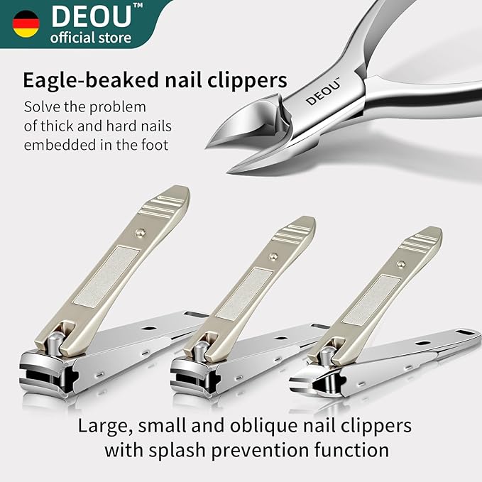 DEOU Manicure Sets Nail Clippers Stainless Steel Manicure and Pedicure kit Girls Professional Nail Files and Men's Grooming Scissors Tools for Home Personal Care or Gifts (Pink)