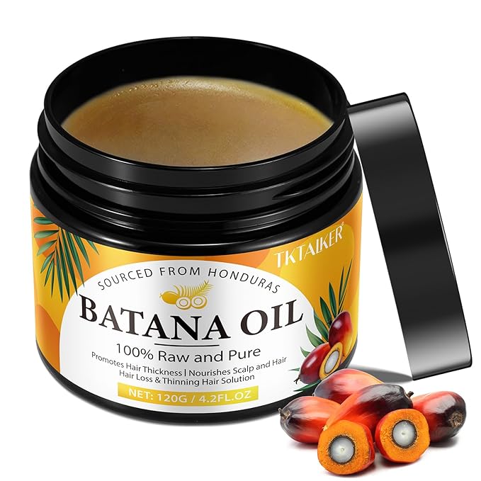 Raw Batana Oil for Hair Growth, 100% Pure, Dr. Sebi Batana Oil from Honduras, Organic, Unrefined, Prevents Hair Loss, Hair Care, Enhances Hair Thickness in Men & Women 4.2 oz