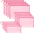 12 Pieces Zipper Nylon Mesh Pouch, Mesh Cosmetic Bags Makeup Bags Pencil Case, Multipurpose Travel Bags for Cosmetic School Office Supplies and Travel Accessories (Light Pink, Assorted Sizes)