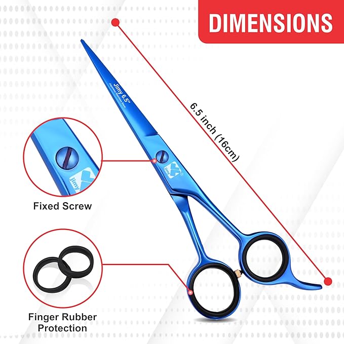 Jimy 6.5" Hair Scissors Professional – Ultra Sharp Razor Edge Stainless-Steel Scissors to Cut Hair – Ergonomic Design Salon Quality Hair Shears for Men, Women & Barbers