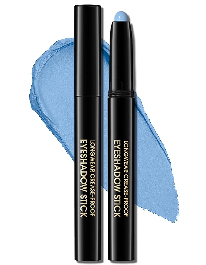 Erinde Waterproof Eyeshadow Stick, Cream Eye Shadow Stick, Long-Lasting, Crease-Proof, Cream to Powder Buildable & Blendable Eye Shadow Pencils Crayon, Vegan & Cruelty-Free, 10 Cornflower