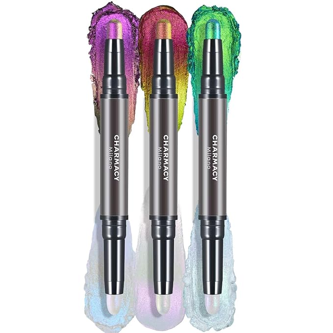 CHARMACY Multichrome 2 in 1 Cream Eyeshadow Stick, Waterproof Eye Brightener Highlighter Stick Makeup, High Pigmented, Smudge-Proof, Vegan & Cruelty-Free (SET1-901/903/905)