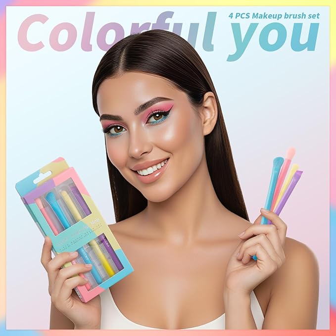 docolor Eye Makeup Brush Set, 4 Pcs Professional Blending Eyeshadow Makeup Brushes Concealer Brush Eyebrow Brush, Soft Hairs & Wood Handle, Vegan ＆ Cruelty-Free