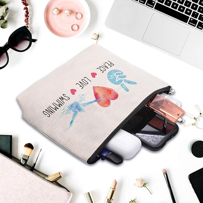 Funny Swimming Gifts for Women, Swimming Team Gifts Swim Coach Teacher Gifts, Swimming Makeup Bag Birthday Gifts for Swimmer Women Her Female