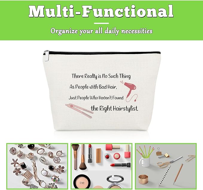 Hairdresser Appreciation Gifts for Hairstylist Makeup Bag Hair Stylist Thank You Gift for Women Hair Dresser Birthday Retirement Presents Cosmetology Graduation Presents for Cutter Cosmetic Pouch